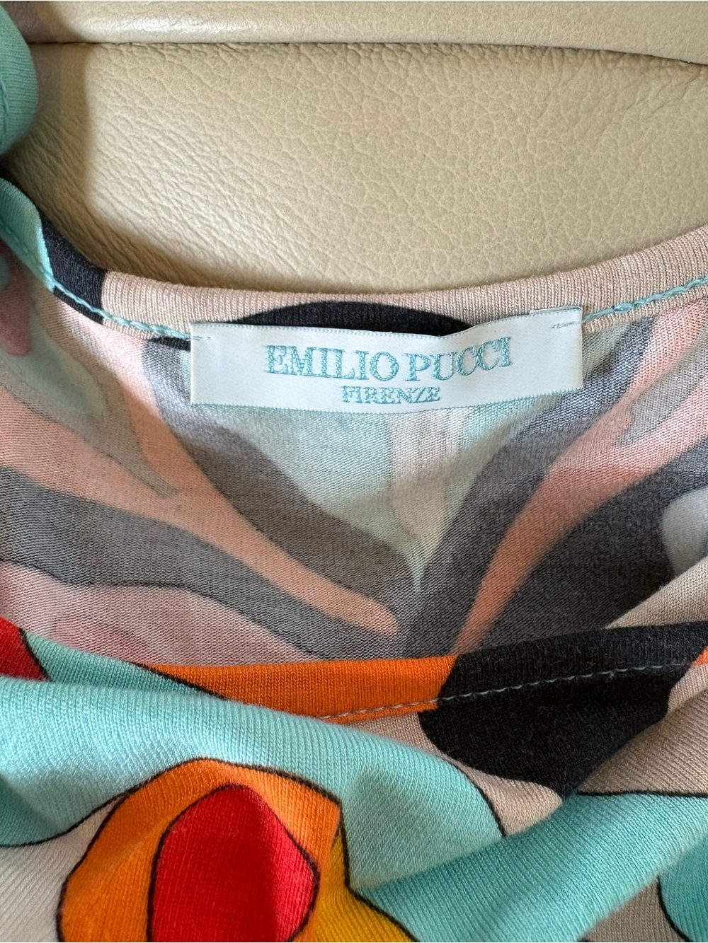 EMELIO PUCCI Aqua and Orange Abstract Scoop Neck Tank - Picture 7 of 7